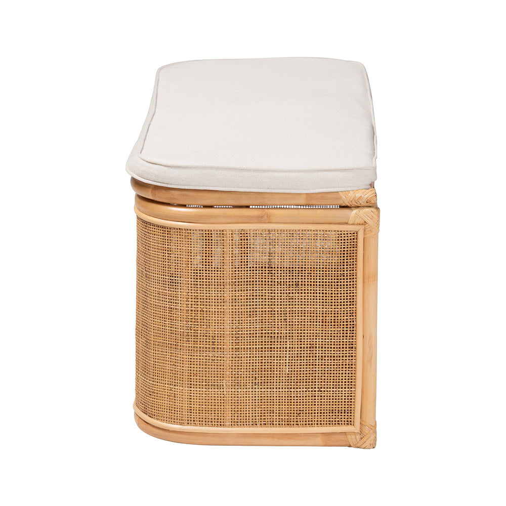 bali & pari - Ishana Storage Bench in Natural/White - WS075/Open Square-Natural Rattan-Bench view 4