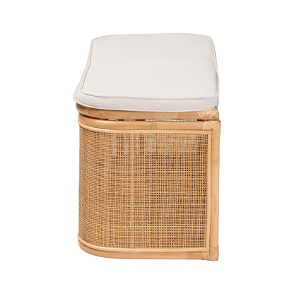 bali & pari - Ishana Storage Bench in Natural/White - WS075/Open Square-Natural Rattan-Bench view 4