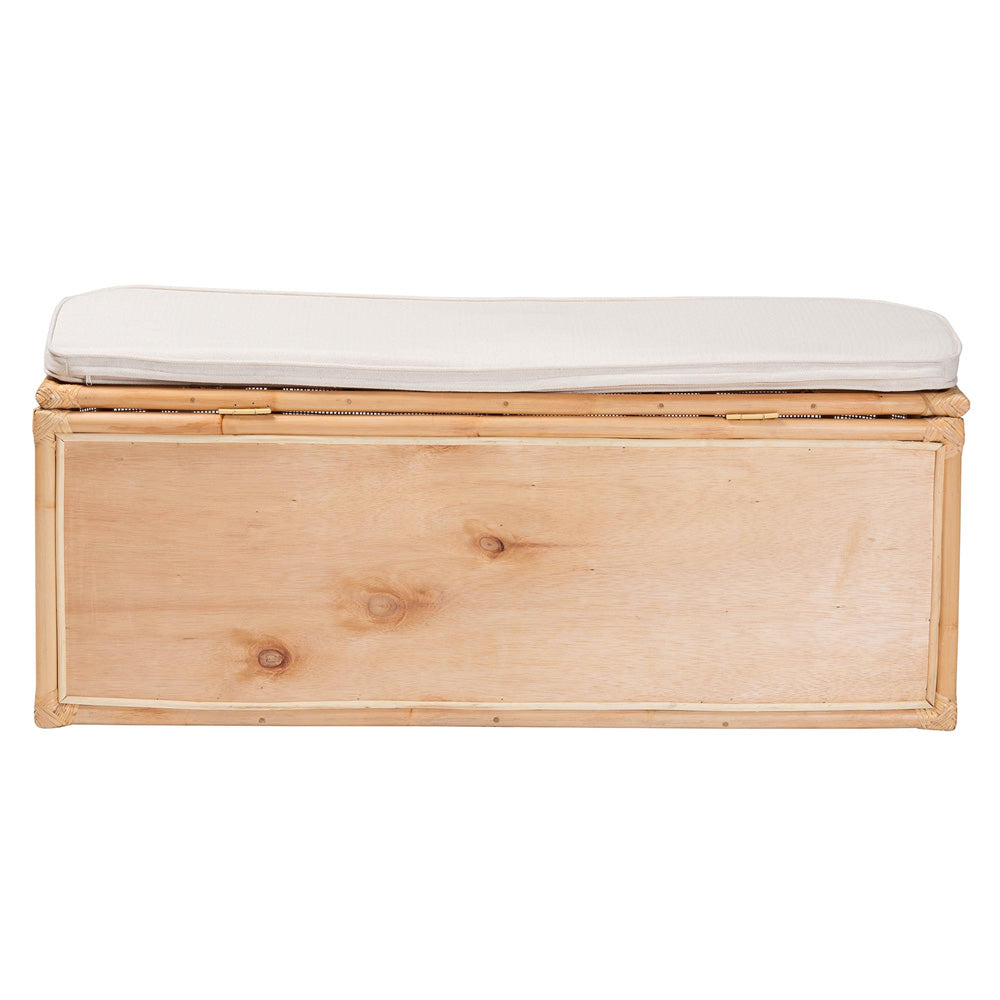 bali & pari - Ishana Storage Bench in Natural/White - WS075/Open Square-Natural Rattan-Bench view 5