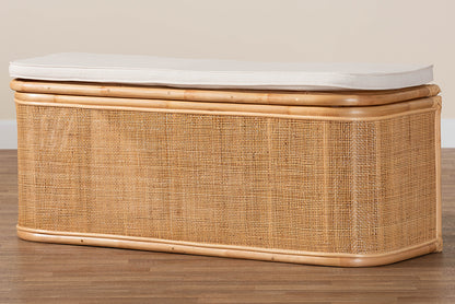 bali & pari - Ishana Storage Bench in Natural/White - WS075/Open Square-Natural Rattan-Bench view 10