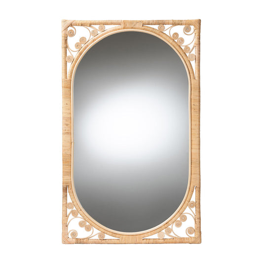 bali & pari - Isley Mirror in Natural Brown - RMWH03-Rattan Mirror view 1