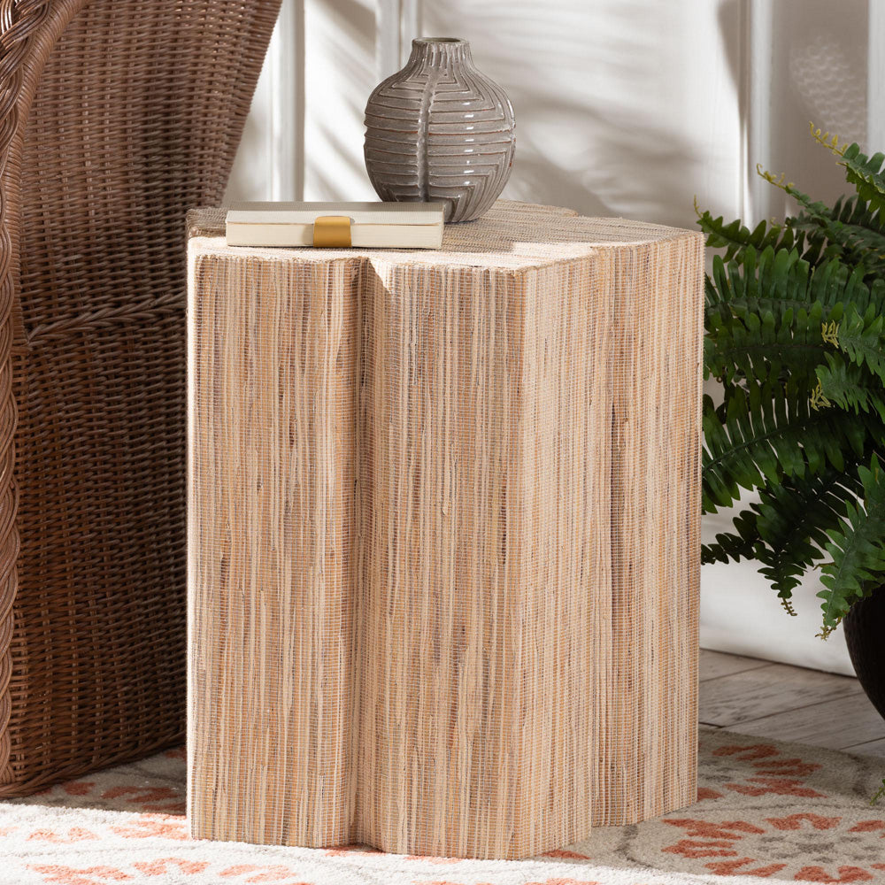 bali & pari - Janeth End Table in Natural - Natural Woven Grasscloth-Polygon-ET view 5
