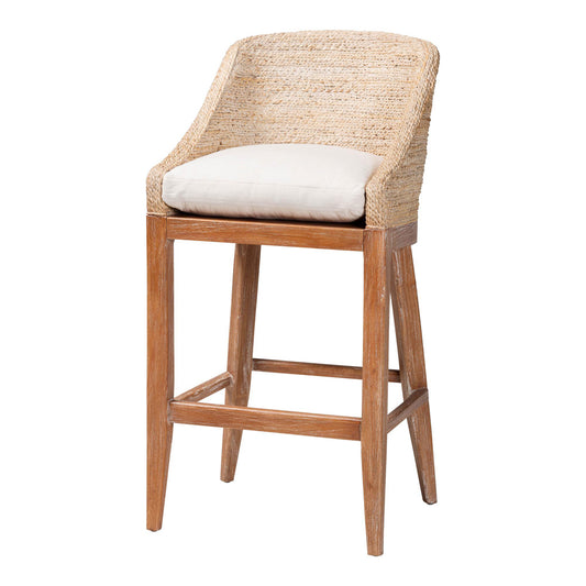 bali & pari  - Jasper Bar Stool in White Wash - MD-39838 Jasper-White Wash-Cushion-BS view 1