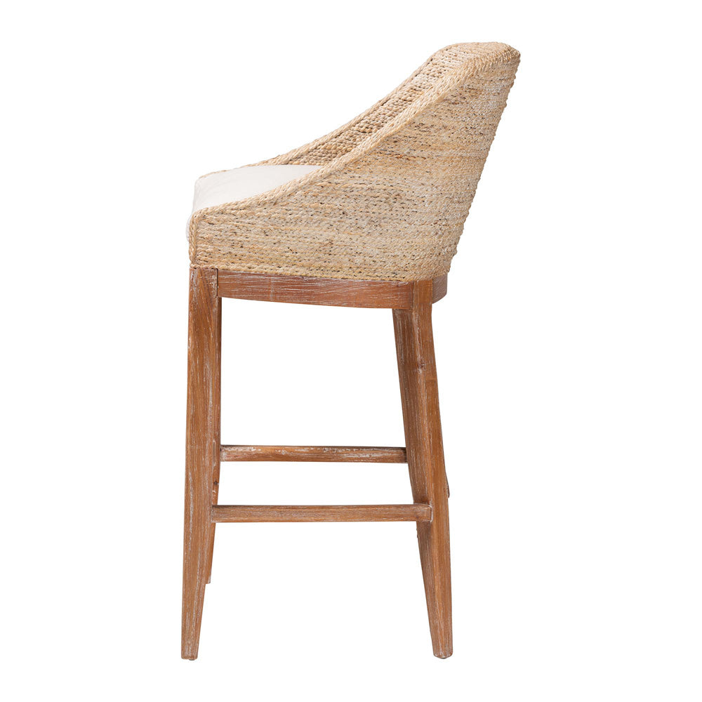 bali & pari  - Jasper Bar Stool in White Wash - MD-39838 Jasper-White Wash-Cushion-BS view 3