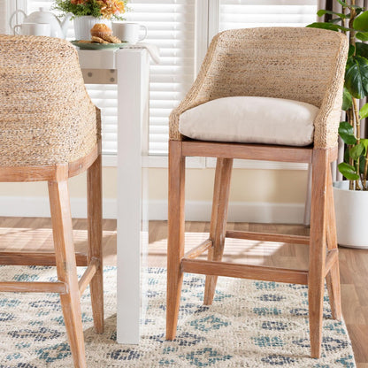 bali & pari  - Jasper Bar Stool in White Wash - MD-39838 Jasper-White Wash-Cushion-BS view 8