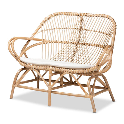 bali & pari - Jayden Loveseat in White/Natural Brown - Jayden-Rattan-LS view 1