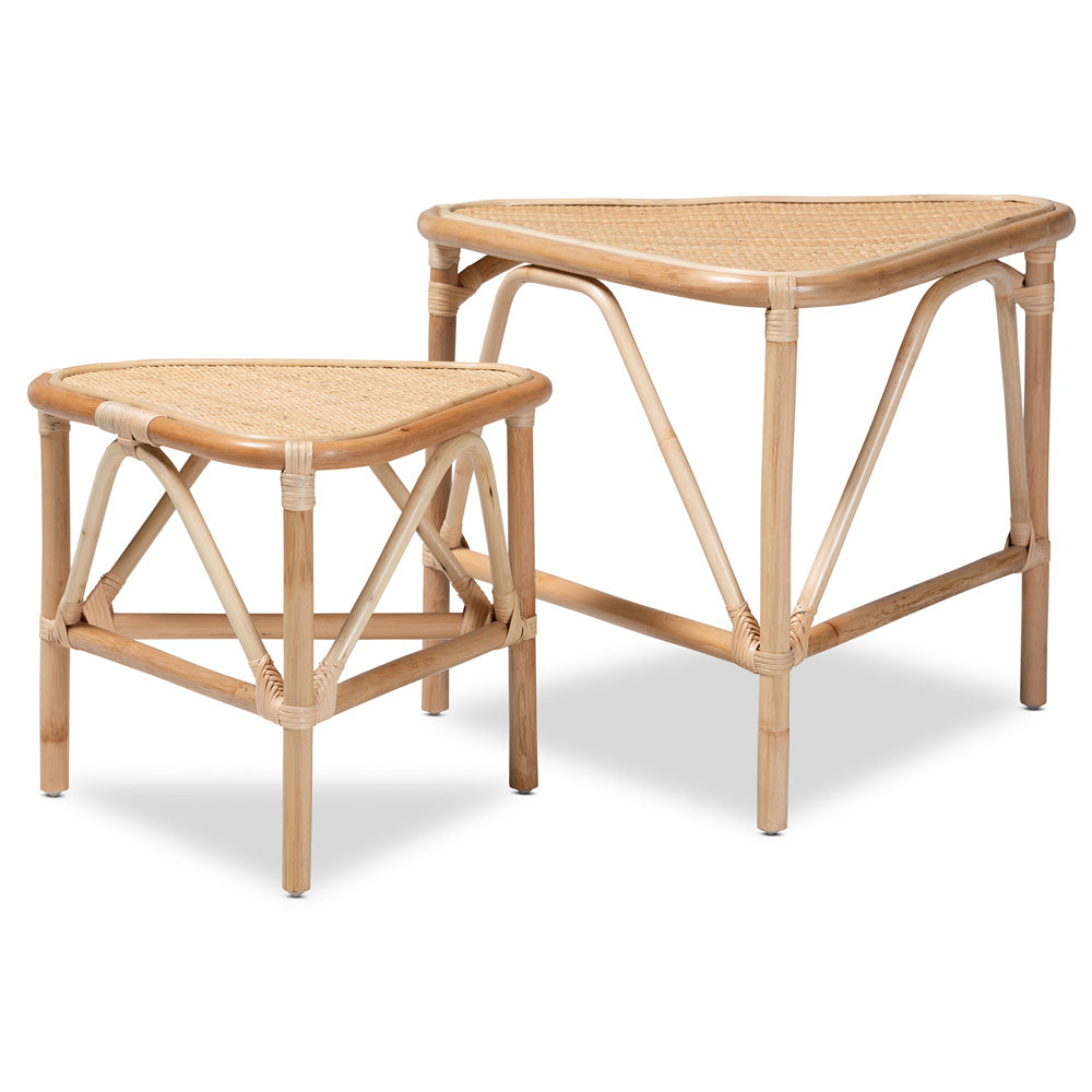 bali & pari - Jayden Set of 2 End Tables in Natural Brown - Jayden-Rattan-ET Set view 1