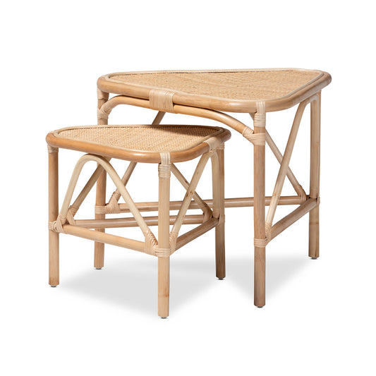 bali & pari - Jayden Set of 2 End Tables in Natural Brown - Jayden-Rattan-ET Set view 2