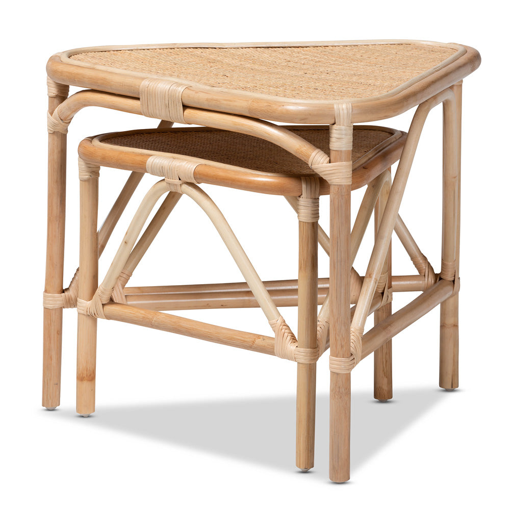 bali & pari - Jayden Set of 2 End Tables in Natural Brown - Jayden-Rattan-ET Set view 3