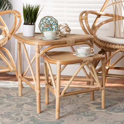 bali & pari - Jayden Set of 2 End Tables in Natural Brown - Jayden-Rattan-ET Set view 6