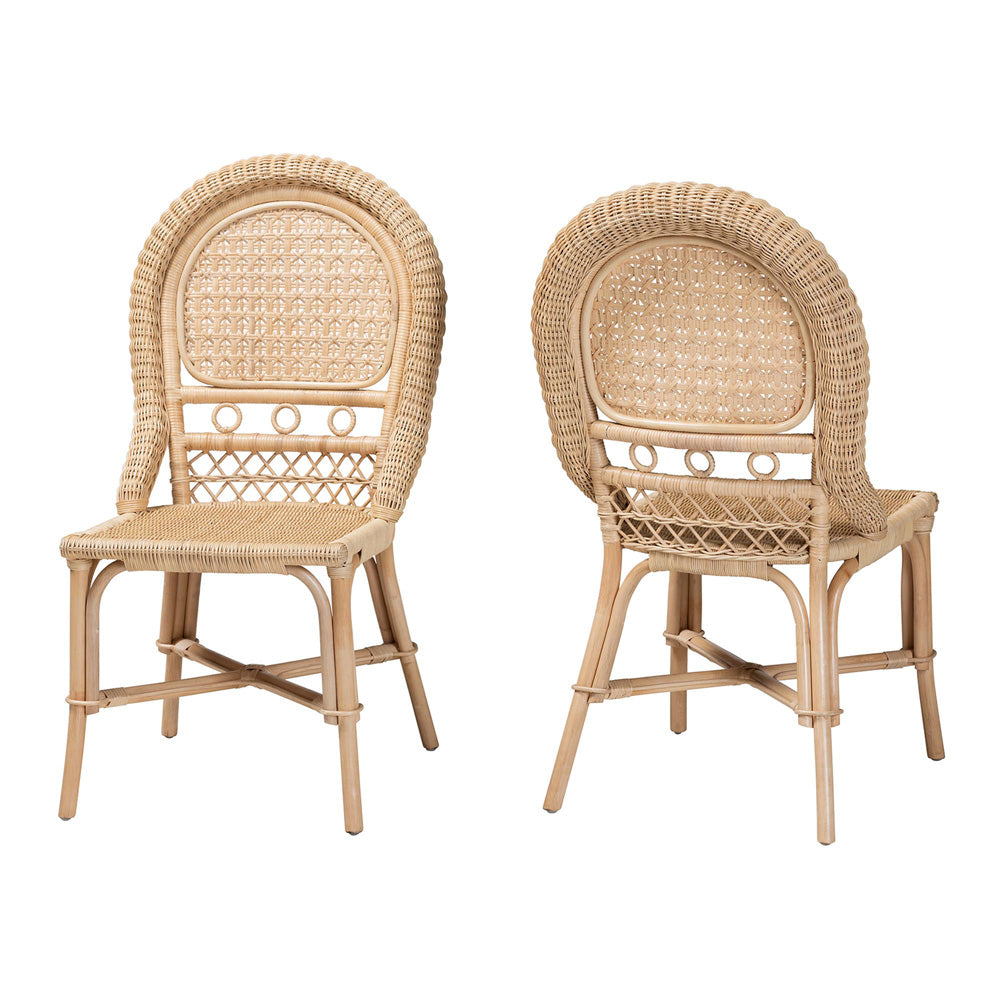 bali & pari - Jelita Set of 2 Dining Chairs in Natural Brown - Jelita-Rattan-DC view 1