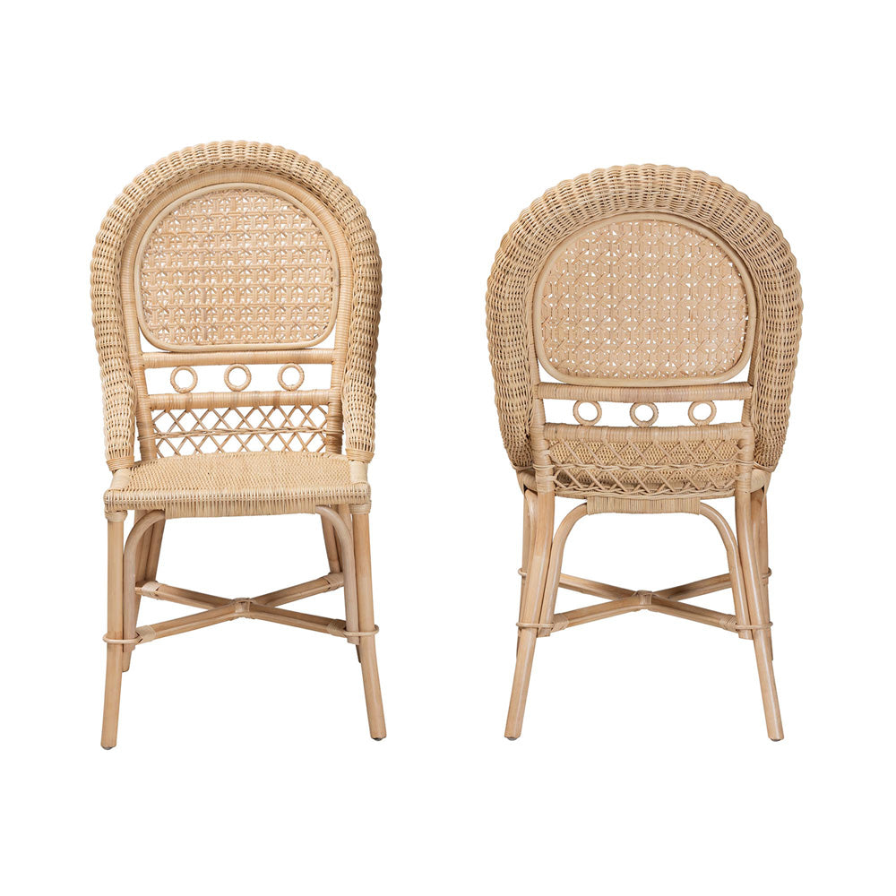 bali & pari - Jelita Set of 2 Dining Chairs in Natural Brown - Jelita-Rattan-DC view 2