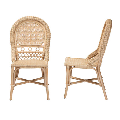 bali & pari - Jelita Set of 2 Dining Chairs in Natural Brown - Jelita-Rattan-DC view 3