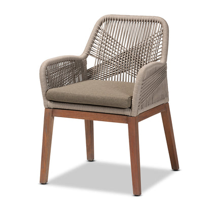 bali & pari - Jennifer Dining Chair in Grey/Walnut Brown - Jennifer-Grey-DC-Arm view 1