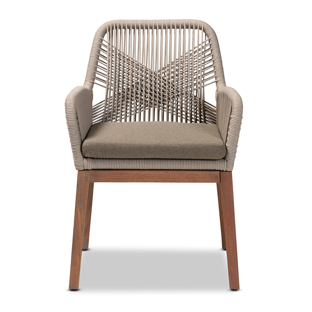 bali & pari - Jennifer Dining Chair in Grey/Walnut Brown - Jennifer-Grey-DC-Arm view 2