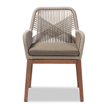 bali & pari - Jennifer Dining Chair in Grey/Walnut Brown - Jennifer-Grey-DC-Arm view 2
