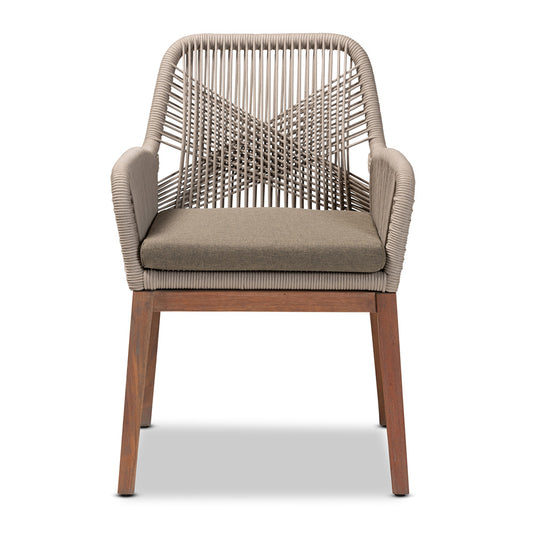bali & pari - Jennifer Dining Chair in Grey/Walnut Brown - Jennifer-Grey-DC-Arm view 2