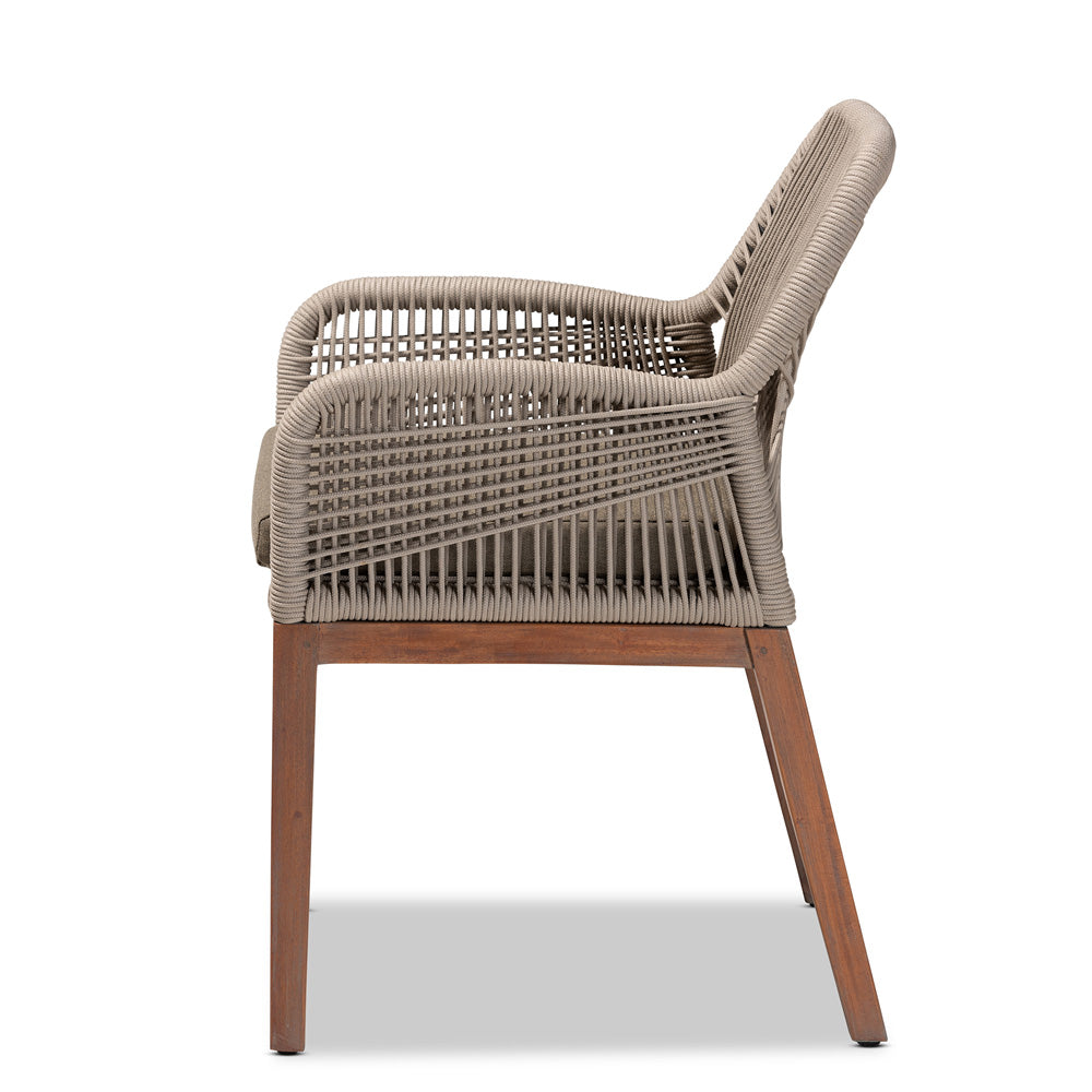 bali & pari - Jennifer Dining Chair in Grey/Walnut Brown - Jennifer-Grey-DC-Arm view 3