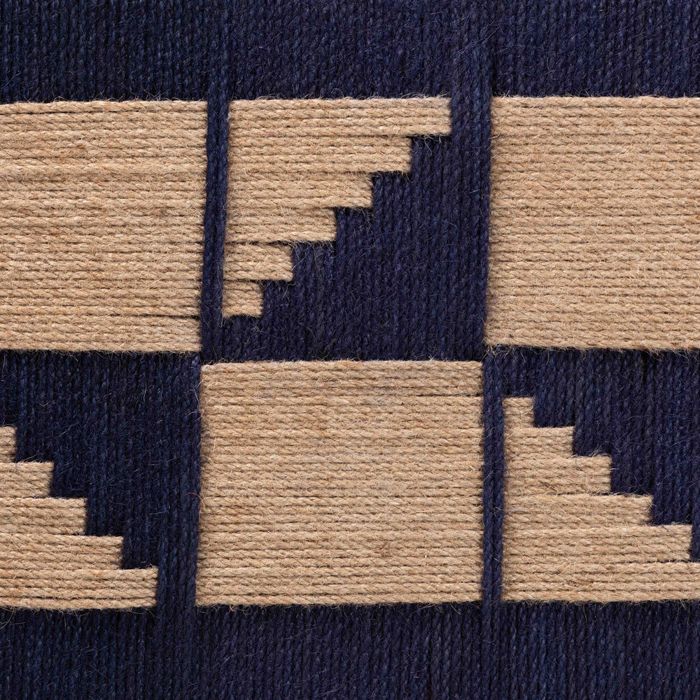 bali & pari - Jerilyn Bench in Navy Blue/Brown/Natural Brown - F232-FT23-Navy Blue/Brown Triangle Pattern-Bench view 5
