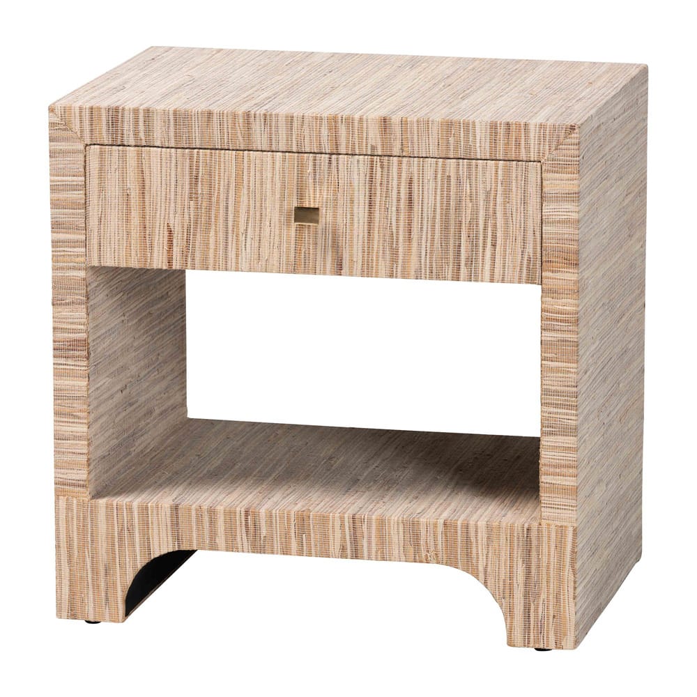 bali & pari - Julia Nightstand in Natural/Gold - Julia-Natural Woven Grasscloth-NS view 1