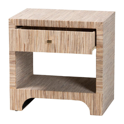bali & pari - Julia Nightstand in Natural/Gold - Julia-Natural Woven Grasscloth-NS view 2
