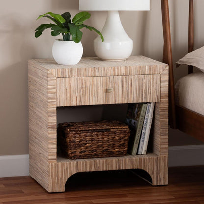 bali & pari - Julia Nightstand in Natural/Gold - Julia-Natural Woven Grasscloth-NS view 9