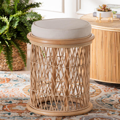 bali & pari - Junius Ottoman Footstool in Natural/White - WS071-Natural Rattan-Stool view 5