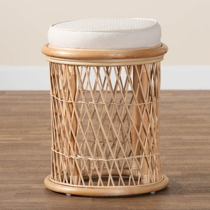 bali & pari - Junius Ottoman Footstool in Natural/White - WS071-Natural Rattan-Stool view 6