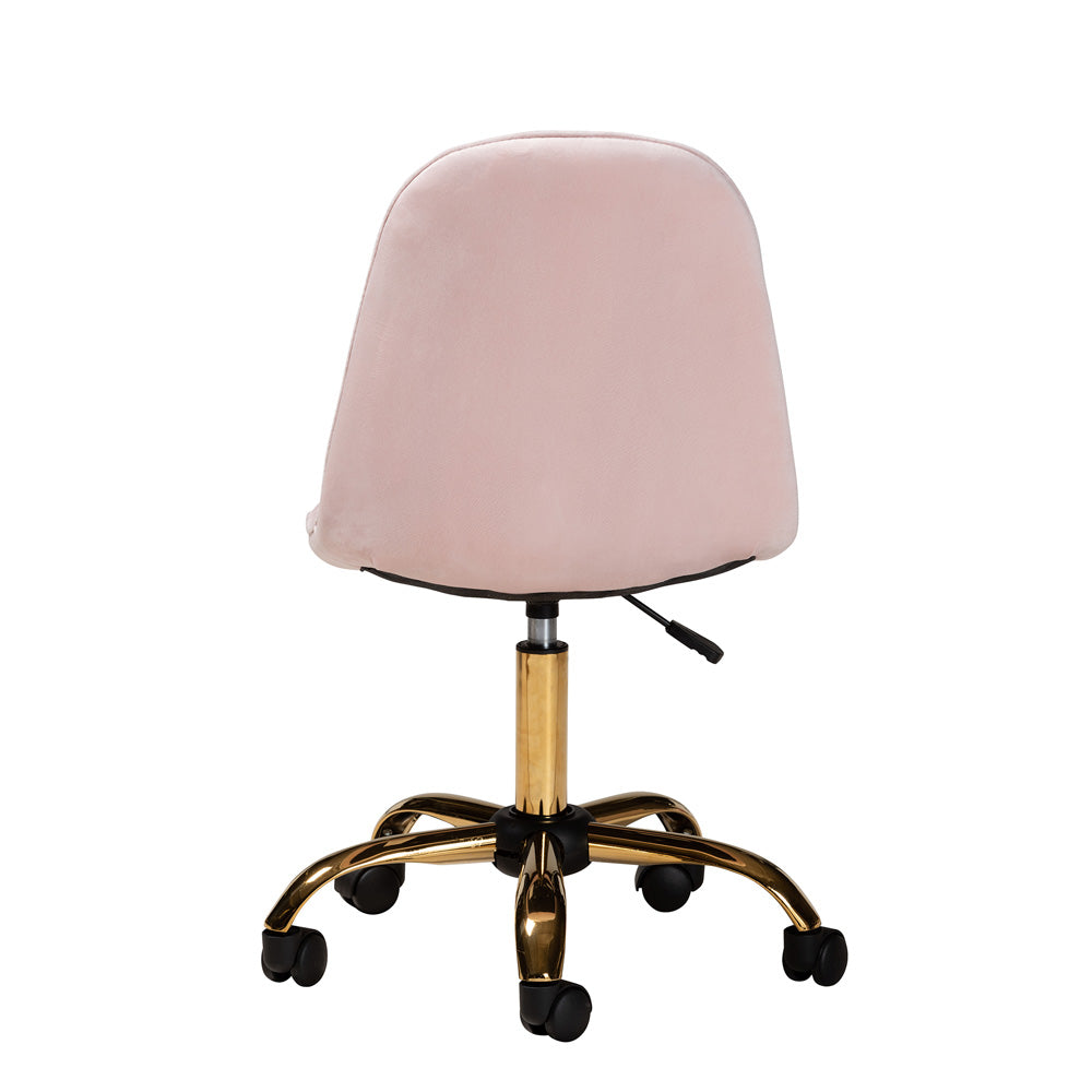 bali & pari - Kabira Office Chair in Blush Pink/Gold - NF02-Blush Velvet/Gold-Office Chair view 4