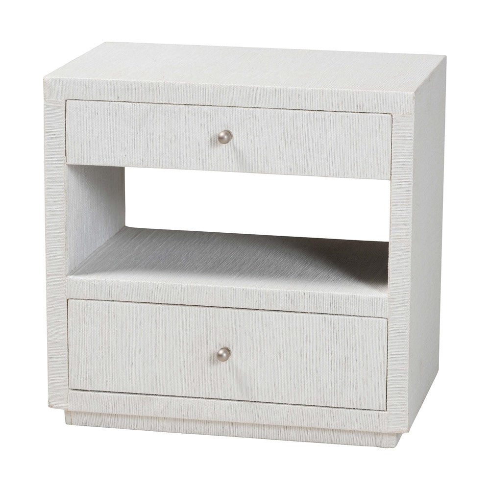 bali & pari  - Kai End Table in White - KAI-2 Drawer-White-End Table view 1