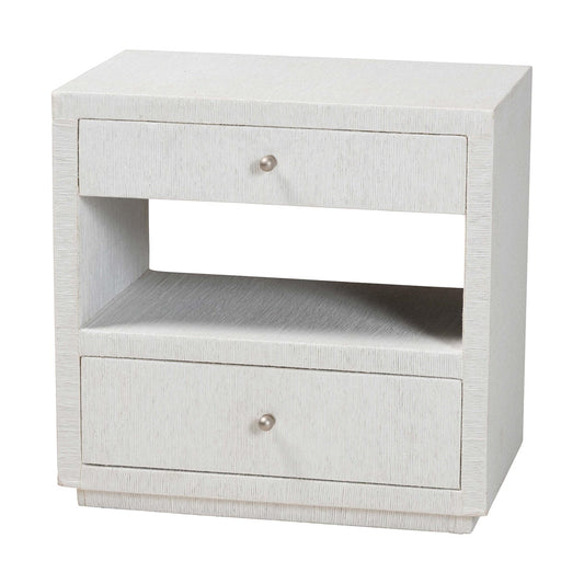 bali & pari  - Kai End Table in White - KAI-2 Drawer-White-End Table view 1