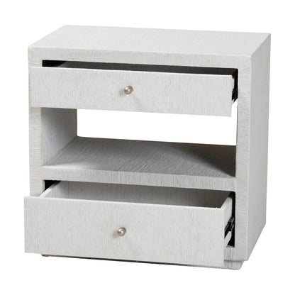 bali & pari  - Kai End Table in White - KAI-2 Drawer-White-End Table view 2