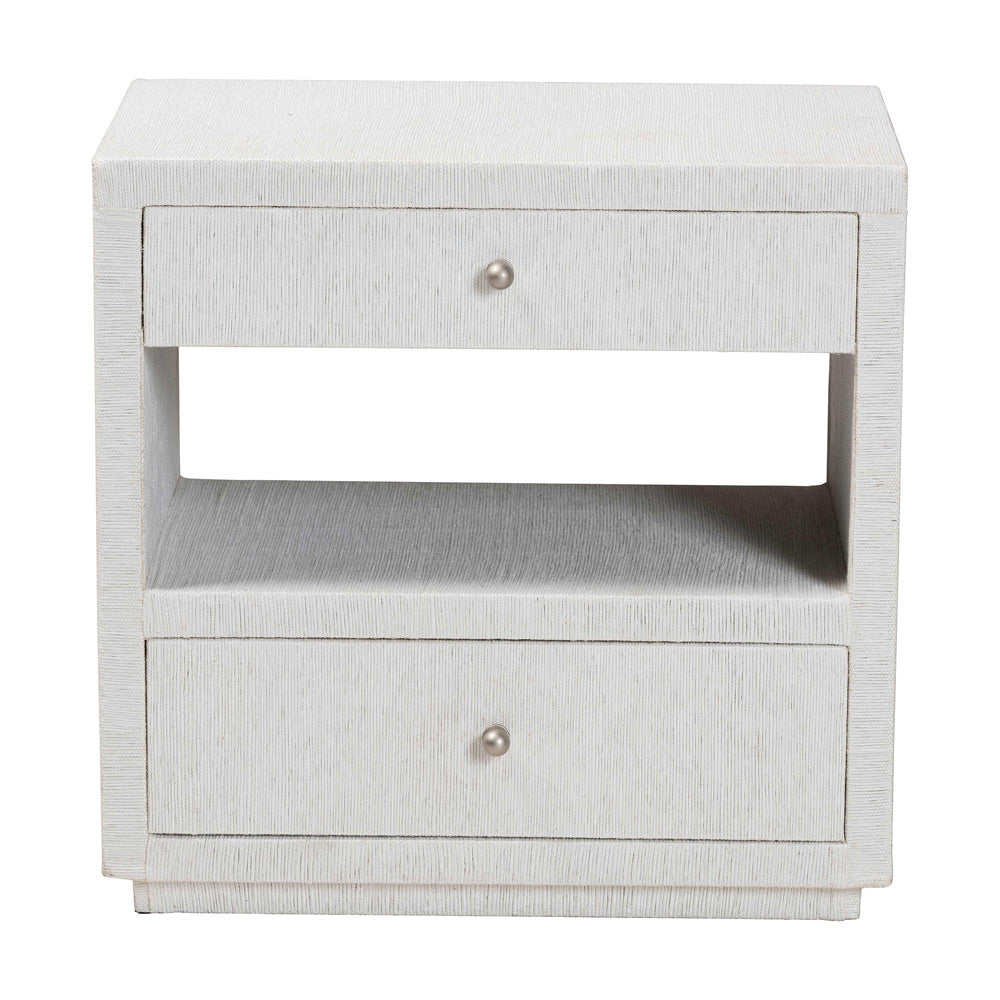bali & pari  - Kai End Table in White - KAI-2 Drawer-White-End Table view 3