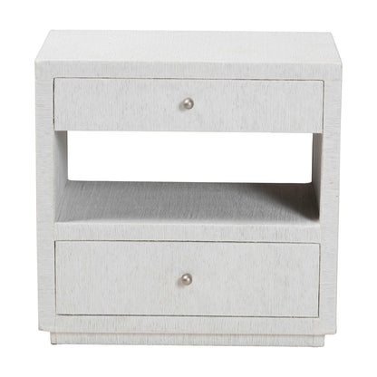 bali & pari  - Kai End Table in White - KAI-2 Drawer-White-End Table view 3