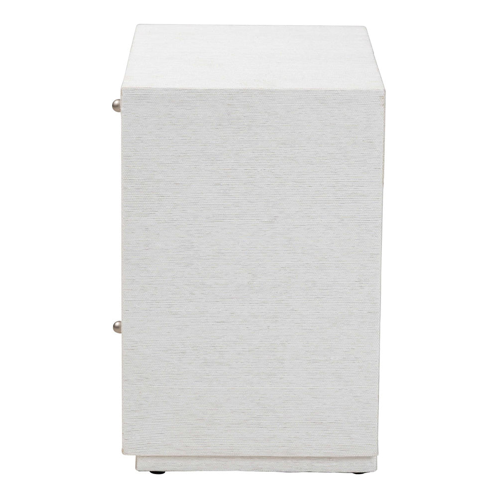 bali & pari  - Kai End Table in White - KAI-2 Drawer-White-End Table view 4