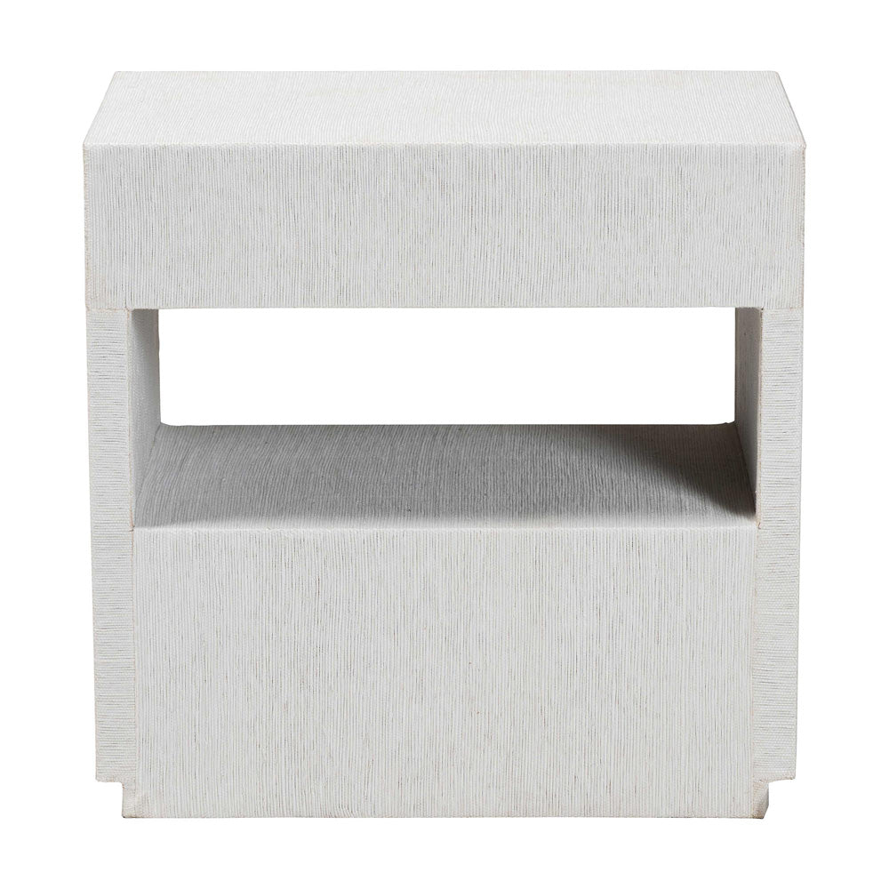 bali & pari  - Kai End Table in White - KAI-2 Drawer-White-End Table view 5