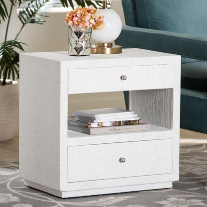 bali & pari  - Kai End Table in White - KAI-2 Drawer-White-End Table view 9