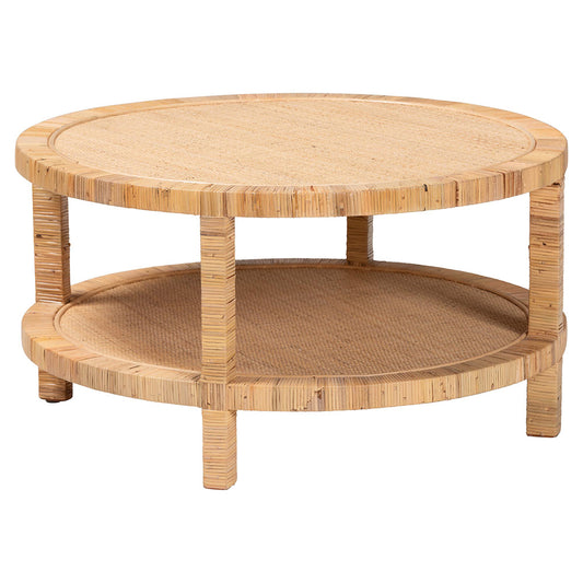 bali & pari - Kalimantan Coffee Table in Light Honey - KALIMANTAN-Light Honey Round-Rattan-Coffee Table view 1