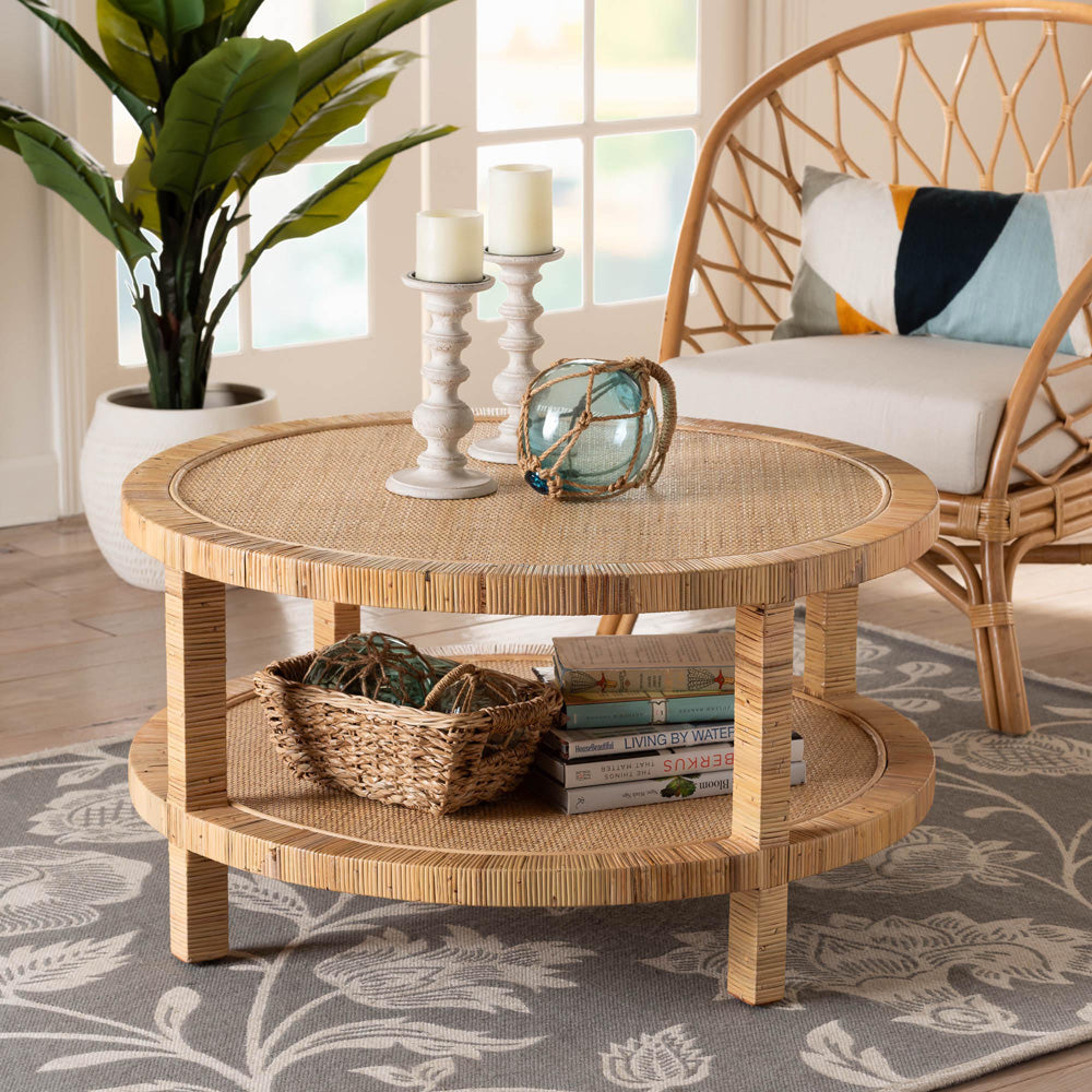bali & pari - Kalimantan Coffee Table in Light Honey - KALIMANTAN-Light Honey Round-Rattan-Coffee Table view 6