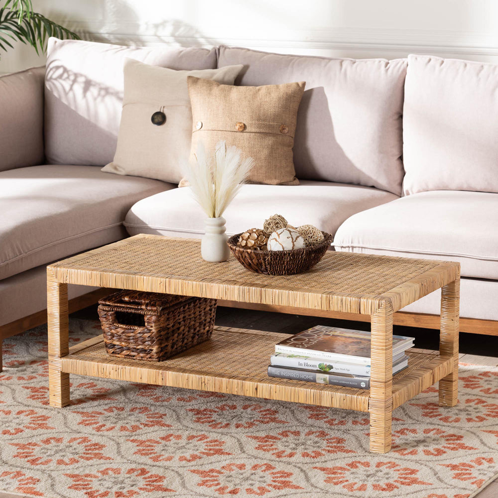 bali & pari - Kalimantan Coffee Table in Light Honey - KALIMANTAN-Rectangle-Rattan-Coffee Table view 6