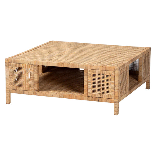 bali & pari - Kalimantan Console Table in Light Honey - KALIMANTAN-Square-Rattan-Coffee Table view 1