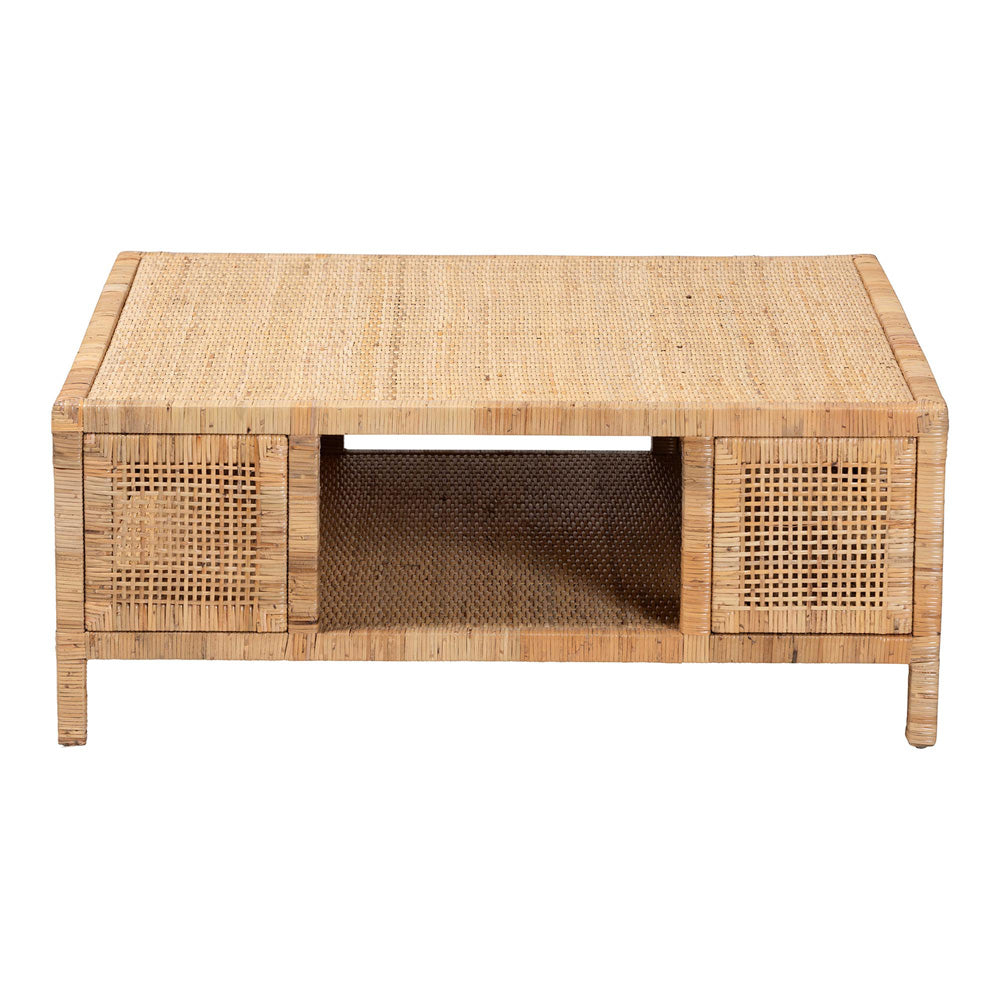 bali & pari - Kalimantan Console Table in Light Honey - KALIMANTAN-Square-Rattan-Coffee Table view 2