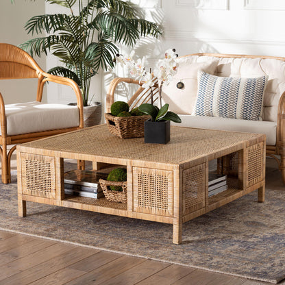 bali & pari - Kalimantan Console Table in Light Honey - KALIMANTAN-Square-Rattan-Coffee Table view 5