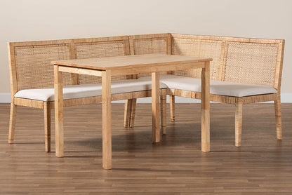 bali & pari - Kalimantan Dining Set in Light Honey/White - Kalimantan-Light Honey Rattan-3PC Dining Set view 10