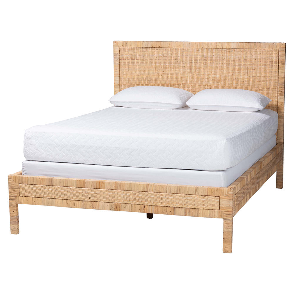 bali & pari  - Kalimantan Queen Size Bed in Light Honey - Braided Peel-Light Honey-Wood/Rattan-Queen view 1