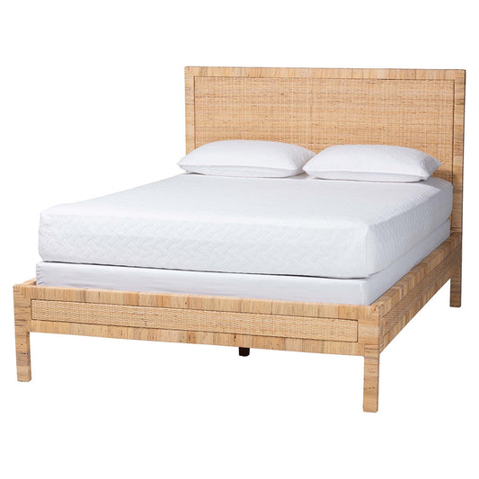 bali & pari  - Kalimantan Queen Size Bed in Light Honey - Braided Peel-Light Honey-Wood/Rattan-Queen view 1