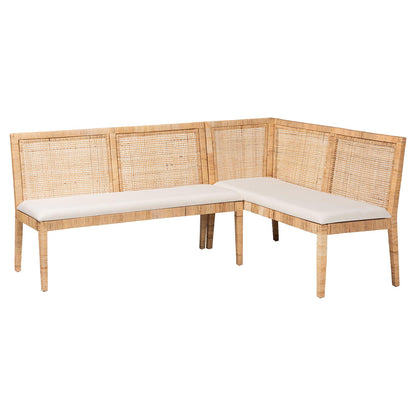 bali & pari - Kalimantan Set of 2 Corner Benches in Light Honey/White - Kalimantan-Light Honey Rattan-2PC Bench Set view 1
