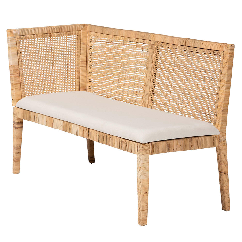 bali & pari - Kalimantan Set of 2 Corner Benches in Light Honey/White - Kalimantan-Light Honey Rattan-2PC Bench Set view 3