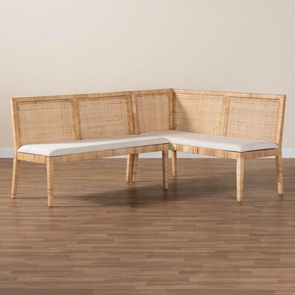 bali & pari - Kalimantan Set of 2 Corner Benches in Light Honey/White - Kalimantan-Light Honey Rattan-2PC Bench Set view 8