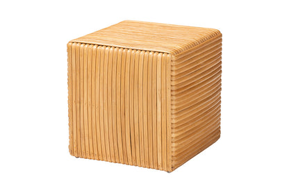 bali & pari - Karina Footstool - KARINA-Wooden/Light Honey Rattan-Stool view 1